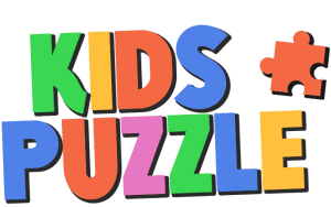 Kids puzzle colourful letters and jigsaw piece graphic for children's games and puzzles website.