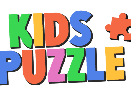 Kids puzzle colourful letters and jigsaw piece graphic for children's games and puzzles website.