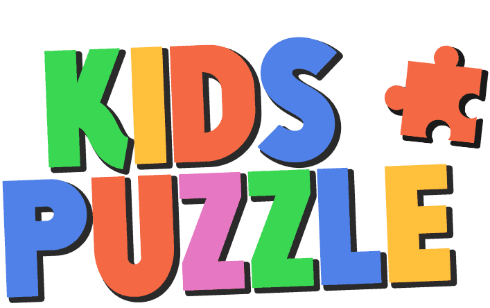 Kids puzzle colourful letters and jigsaw piece graphic for children's games and puzzles website.