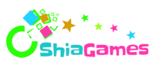 Brightly coloured Shia Games logo featuring playful geometric shapes and stars, ideal for children's educational and entertainment content.